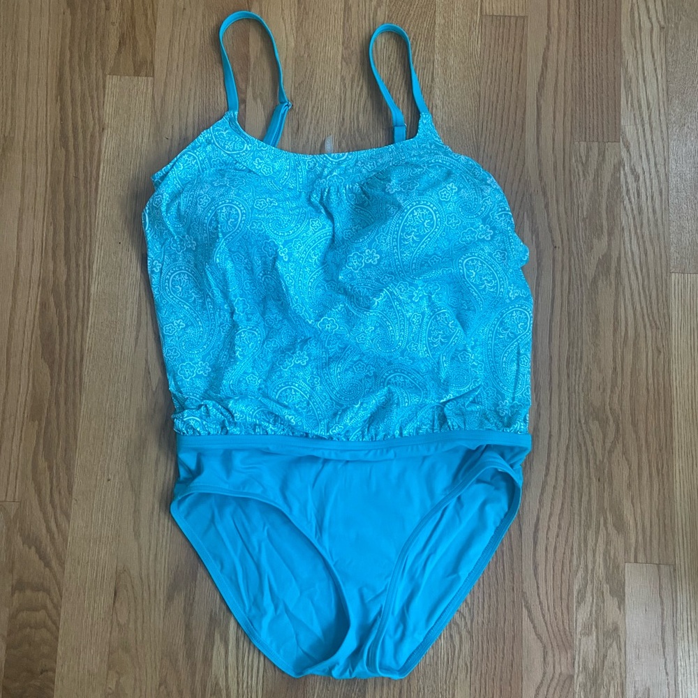 Lands End Paisley Blouson One-Piece (14 Tall)